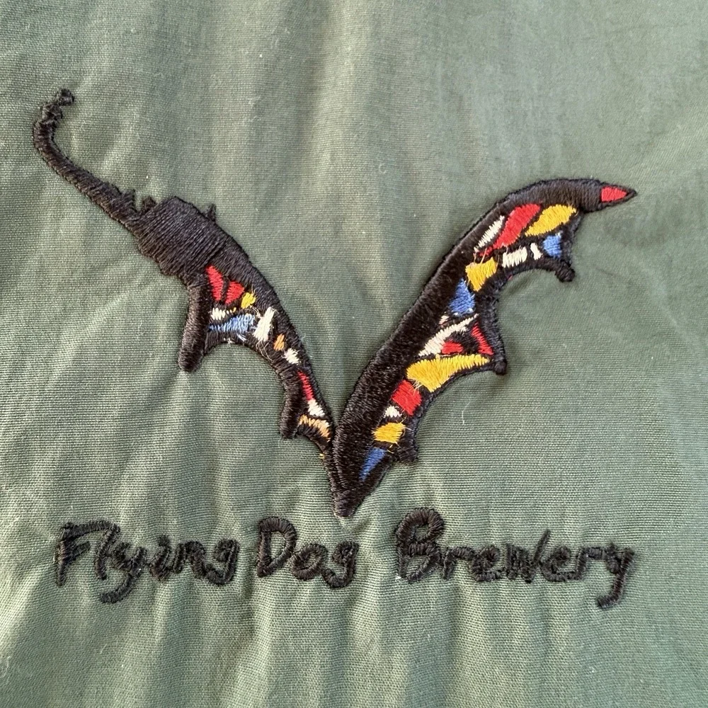 Vtg Flying Dog Brewery Windbreaker Pullover‎ Men's Size XL Green Pockets EMI tag